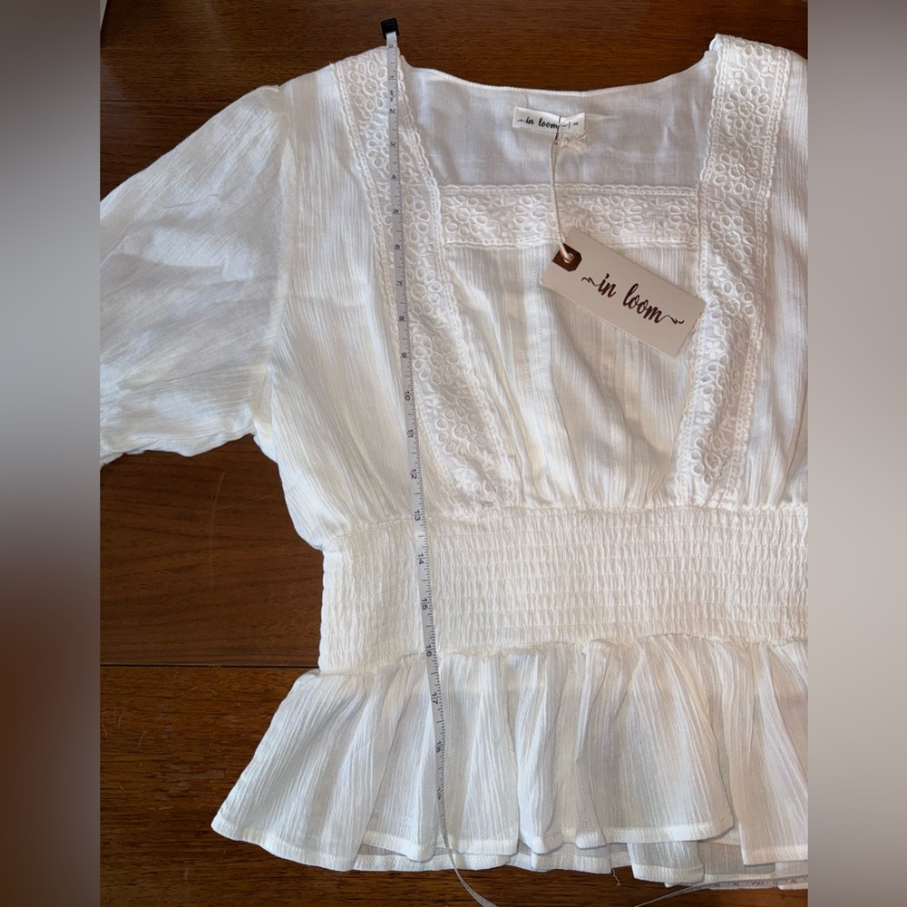 In Loom White Lace-Trim Peasant Blouse - Picture 7 of 12